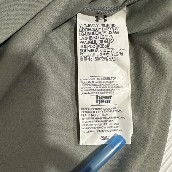 🍂Under Armour Youth Girl Short Sleeve Gray Loose Fit T-shirt Pink Size YLG - Picture 4 of 5